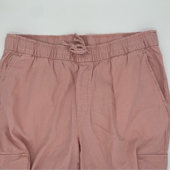 GAP Factory Pink Linen Blend Drawstring Easy Crop Cargo Pant Size Large Petite - Picture 5 of 9